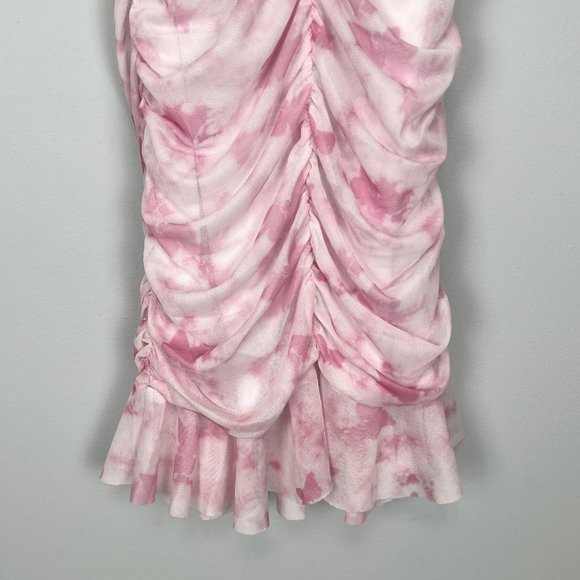 PrettyLittleThing Baby Pink Butterfly Print Ruched Bodycon Dress size 8 - Picture 6 of 16